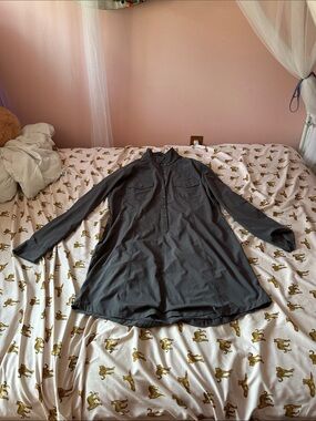 Eddie Bauer Black Long-Sleeve Button Down Tunic Shirt